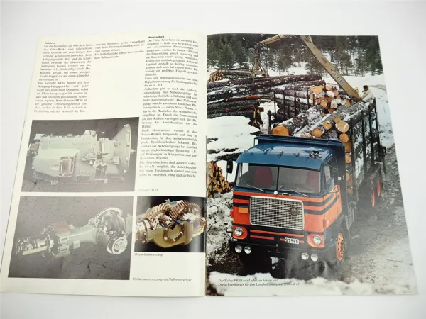 Volvo F88 LKW Kastenwagen Auflieger Sattelzug Holztransport Prospekt 1973