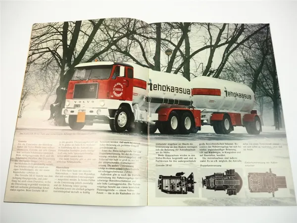 Volvo F88 LKW Pritschenwagen Auflieger Sattelzug Tankwagen Prospekt 1973