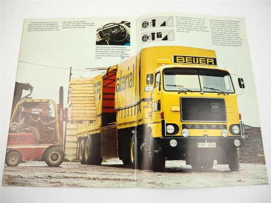 Volvo F88 LKW Pritschenwagen Auflieger Sattelzug Tankwagen Prospekt 1973