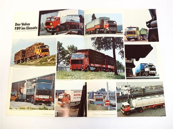 Volvo F89 LKW Pritschenwagen Auflieger Sattelzug Tankwagen Prospekt 1975