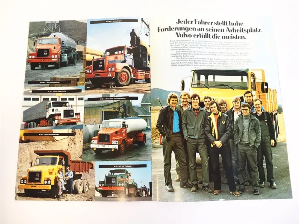 Volvo N10 LKW Kipper Auflieger Pritschenwagen Tieflader Prospekt 1977
