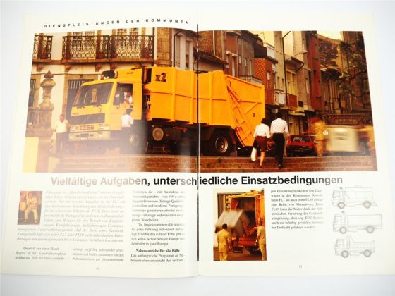 Volvo F7 F10 LKW Pritschenwagen Sattelzug Müllfahrzeug Prospekt 1992