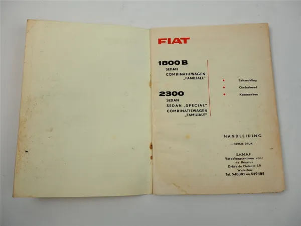 Fiat 1800B 2300 Sedan Combinatiewagen Familiale Handleiding