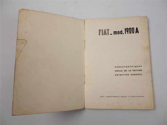 Fiat 1900A Voiture Notice d entretien 1954