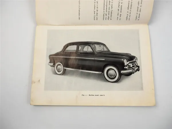 Fiat 1900A Voiture Notice d entretien 1954