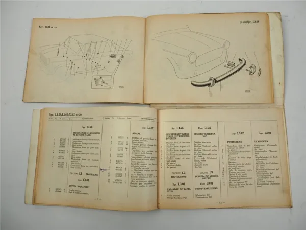 Fiat 1100D type 103 G.1 Notice d entretien Catalogue de pieces detachees 1964