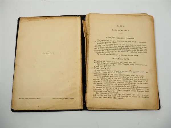 Fiat 503 Car Model 24 PS Use and Maintenance app. 1920 English