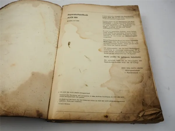 Reparaturleitfaden Audi 100 C1 GL Coupe S Werkstatthandbuch 1974