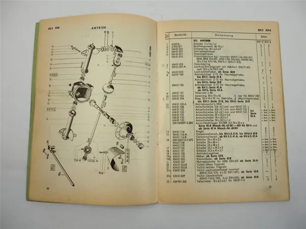 Fahr KH2 KH4 KH6 Kreiselheuer Betriebsanleitung Ersatzteilliste 1964