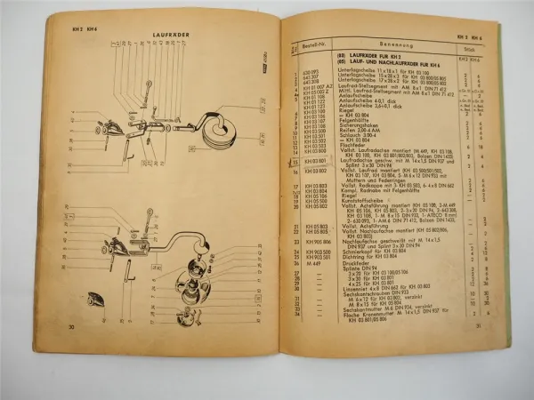 Fahr KH2 KH6 Kreiselheuer Betriebsanleitung Ersatzteilliste 08/1962