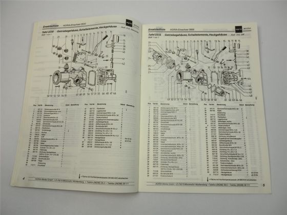 Agria 3600 Einachsschlepper Ersatzteilliste Ersatzteilkatalog 1995