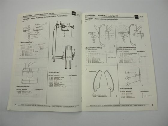 Agria 900 Motorhacke Ersatzteilliste Ersatzteilkatalog 1994