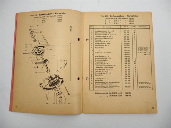 Agria Hirth Zweitakt Motor 34 35 44 45 80 81 110 Ersatzteilliste 1969