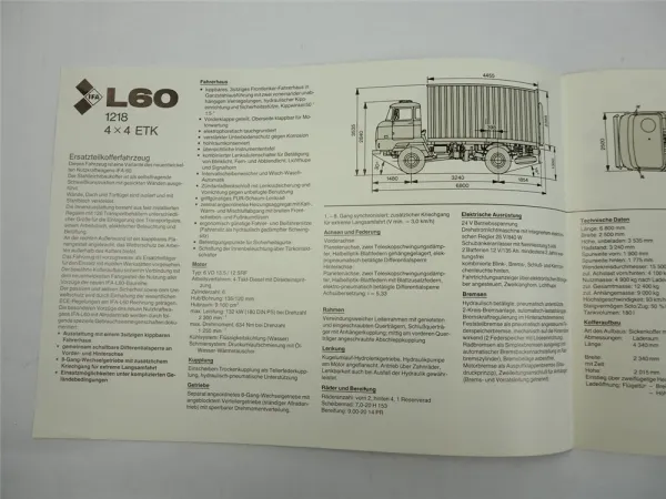 IFA L60 1218 LKW Kofferfahrzeug Prospekt Ludwigsfelde DDR 1988