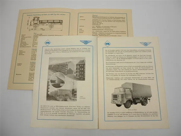 IFA W50L LKW Prospekt Technische Information Ludwigsfelde DDR 1965