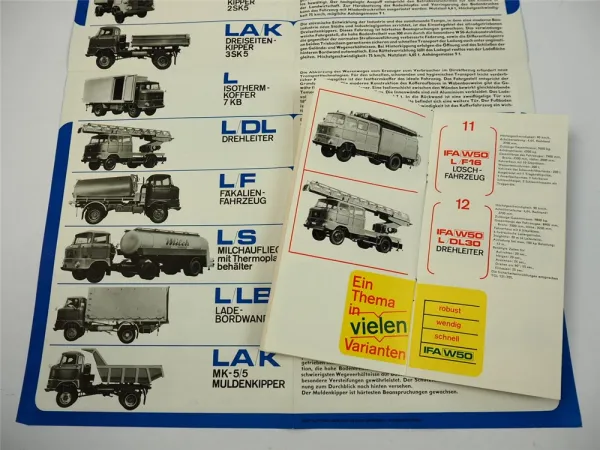IFA W50 LKW Gesamtprogramm 2x Prospekt Ludwigsfelde DDR 1969/70