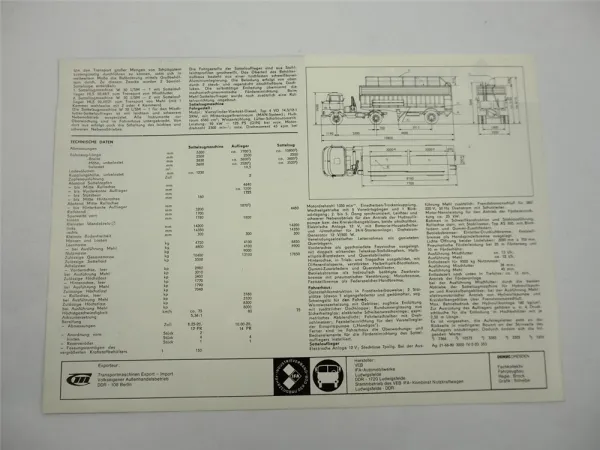 IFA W50 LKW Sattelzug Mischfutter Mehl Prospekt Ludwigsfelde DDR 1980