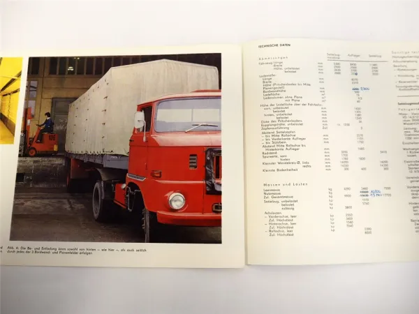 IFA W50 LKW Pritschen Sattelzug Prospekt Ludwigsfelde DDR 1973