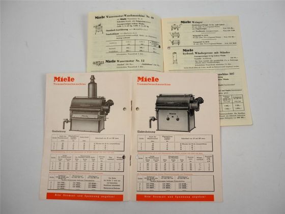 Miele Waschmaschine Waschanlagen Prospekt Preisliste Gütersloh 1952/53