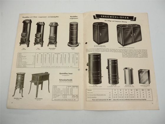 Eisen Fuchs Stuttgart Öfen Herde Rundöfen Juno Buderus Voss Prospekt 1952/53