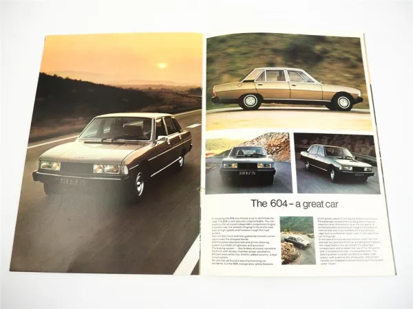 Peugeot 604 SL mit V6 Motor Prospekt Brochure 1976