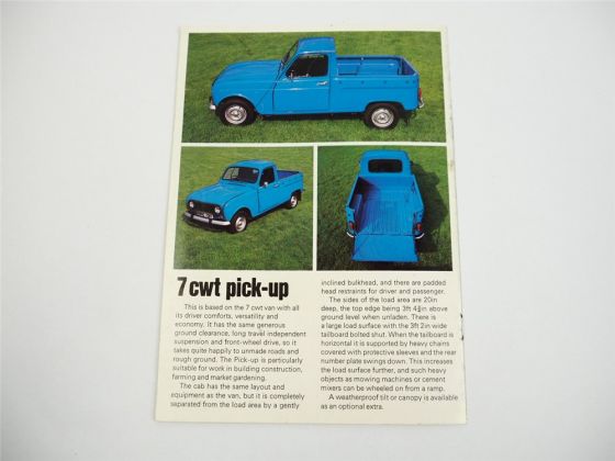 Renault 7 CWT Van Pickup Prospekt Brochure 1975