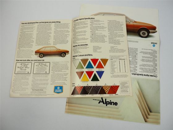 Chrysler Alpine 1976 2x Prospekt Brochure