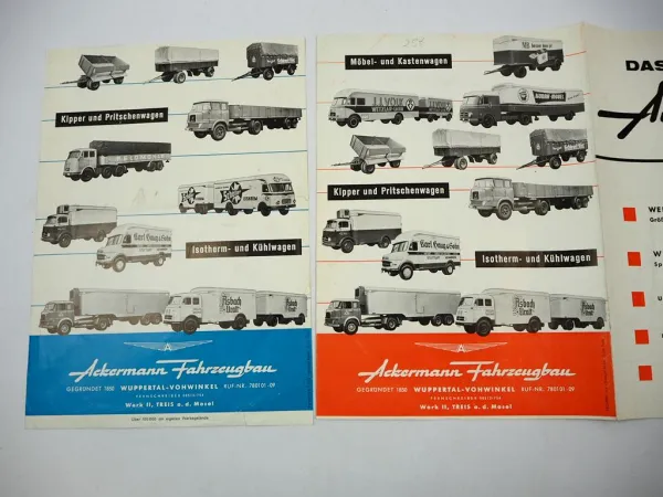 Ackermann Fabrikations Programm Kipper Pritschen LKW Aufbauten Prospekt