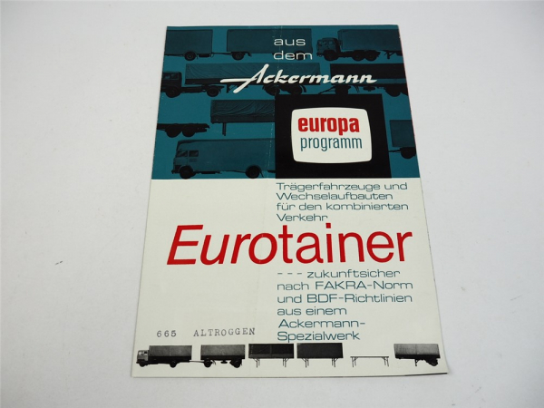 Ackermann Fruehauf Eurotainer Sattelanhänger Containerchassis Prospekt 1970er