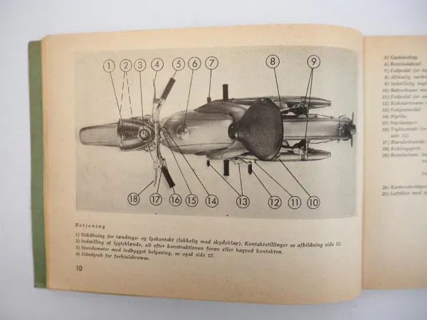 Adler MB250 Motorrad Motorcykle Bedienungsanleitung Haandbog Dänisch ca. 1950