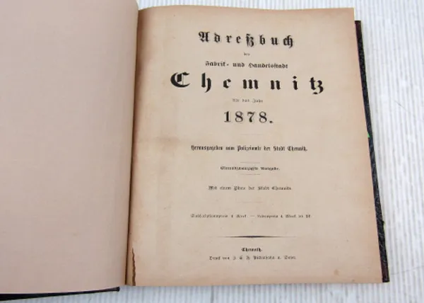 Adreßbuch der Fabrik- und Handelsstadt Chemnitz 1878 ca 1970/80 neu gebunden