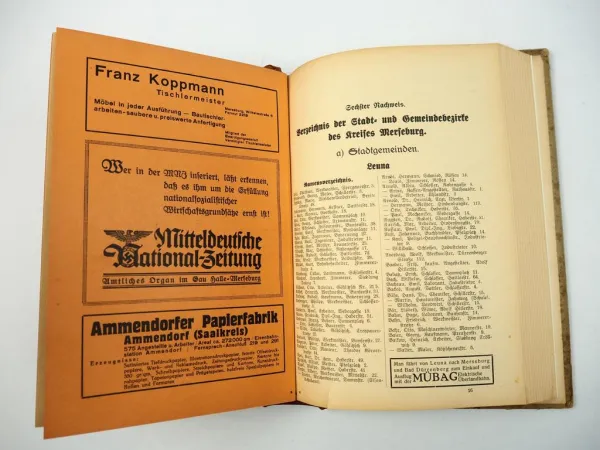 Adressbuch Einwohner Verzeichnis der Stadt Merseburg 1936