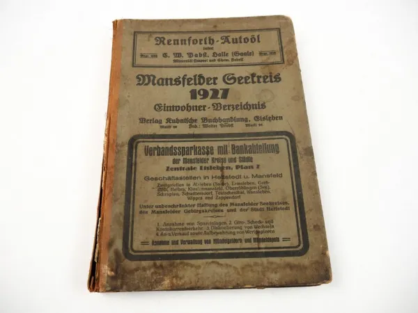 Adressbuch Einwohner Verzeichnis Mansfelder Seekreis 1927