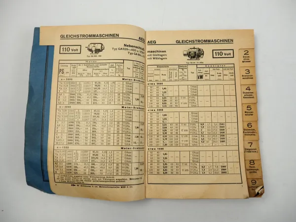AEG Maschinen Motoren Schalter Messgeräte Lampen Zubehör Preisliste 1936