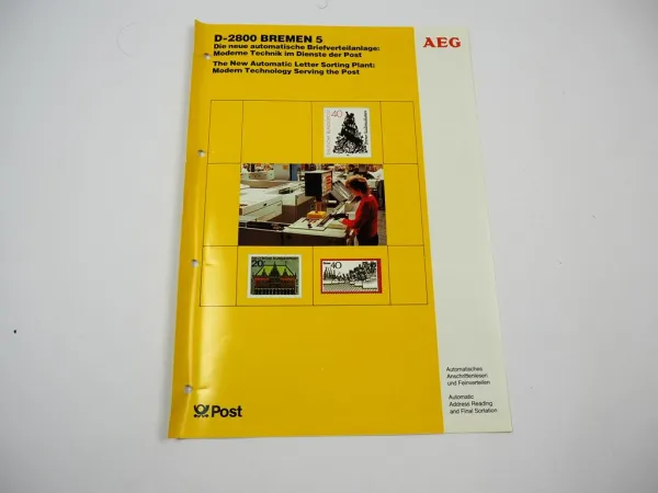 AEG Technik Briefverteilanlage Deutsche Bundespost Postamt Bremen Prospekt 1986