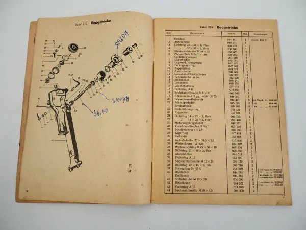 Agria 1300 2300 R / Z Motormäher Ersatzteilliste 1965
