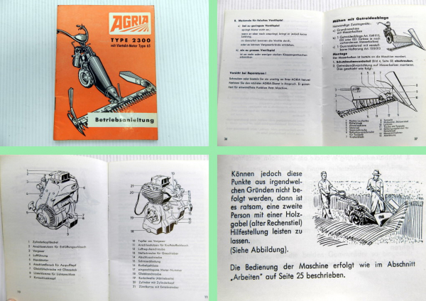 Agria 2300 Universalmaschine Betriebsanleitung Bedienungsanleitung 1967