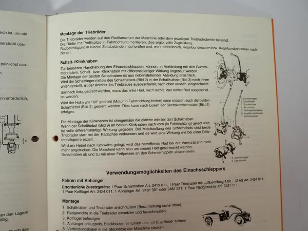 Agria 2400 Einachsschlepper Betriebsanleitung Bedienungsanleitung 1983