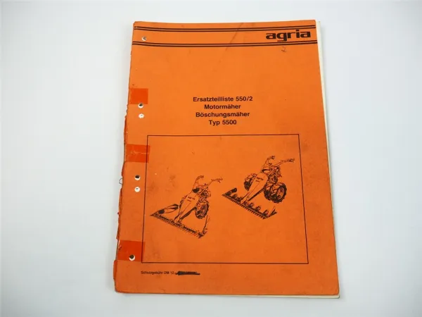 Agria 5500 Motormäher Böschungsmäher Ersatzteilliste Ersatzteilkatalog 1983