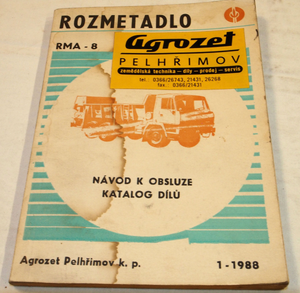 Agrozet RMA-8 Rozmetadlo Navod K Obsluze Katalog DiLu 1/1988