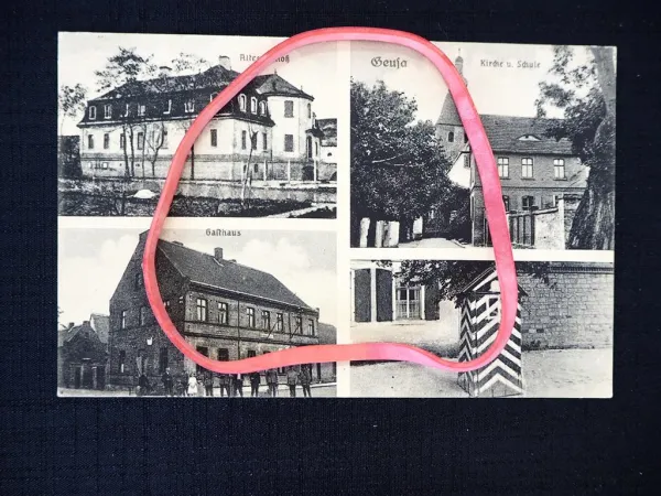 AK Geusa Merseburg Schloss Gasthaus Wachhäuschen 1927 gelaufen