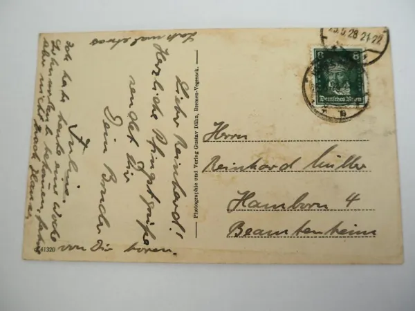 AK Graf Luckner Schiff Vaterland passiert Grohn Vegesack 1928 gelaufen Bremen