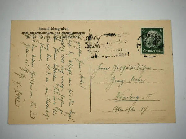 Ak Großkayna Brikettfabrik Michelkonzern 1940 Merseburg Weißenfels Geiselthal