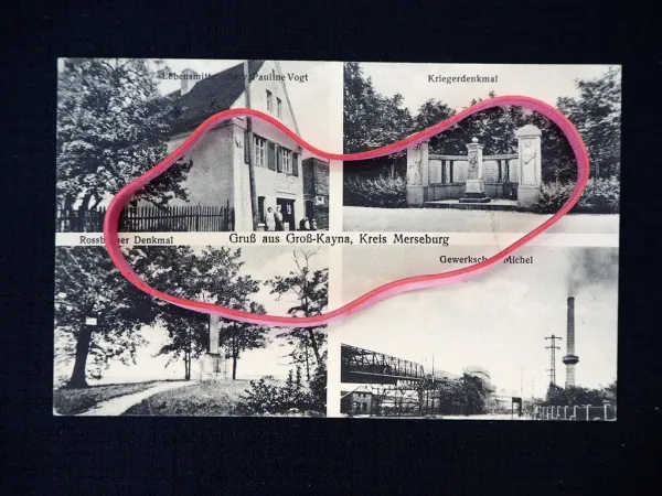 AK Großkayna Geiseltal Grube Brikettfabrik Michel Lebensmittelhandlung Vogt 1942