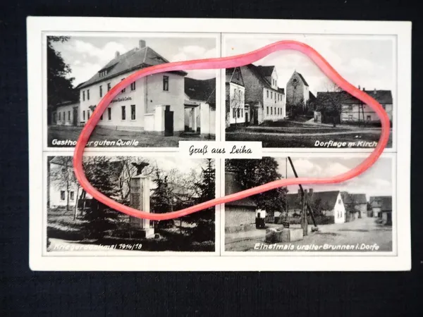 AK Gruß aus Leiha b. Braunsbedra Gasthof Zur guten Quelle ca. 1930 ungelaufen