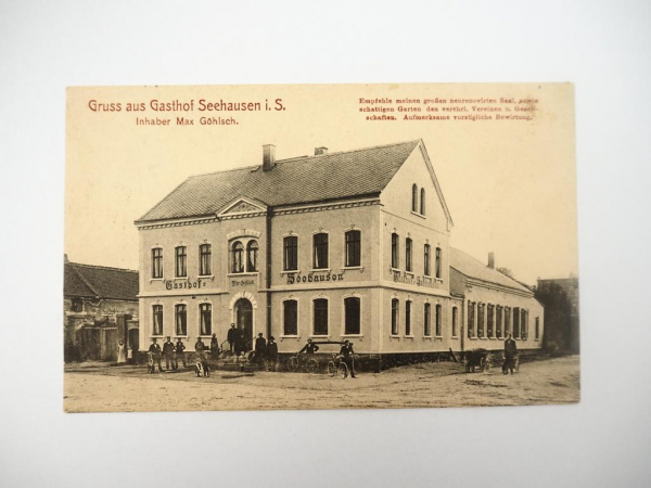 Ak Gruss aus Seehausen i.S. Gasthof Max Gölsch 1909 Leipzig Sachsen