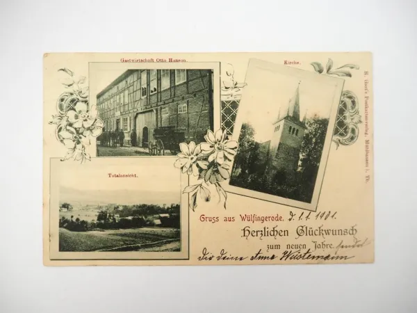 Ak Gruss aus Wülfingerode Gasthaus Hanson Total 1901 Sollstedt Thüringen