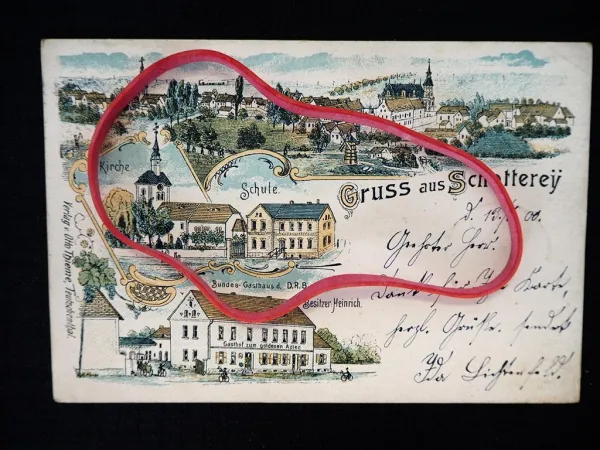 AK Litho Schotterey Bad Lauchstädt Gasthaus Goldener Adler 1900 gelaufen