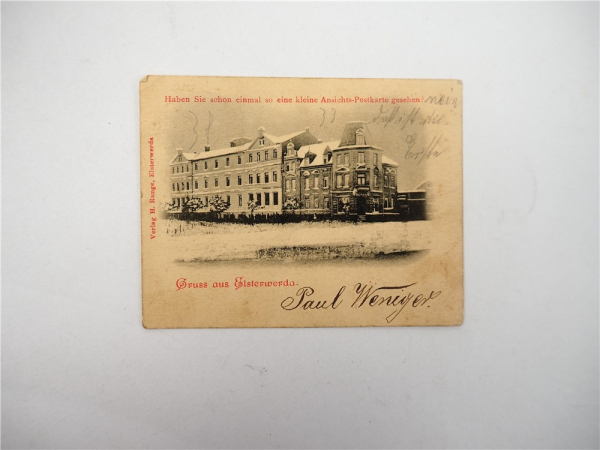 Ak Mini Postkarte Elsterwerda Präparandenanstalt Lehrerschule ca 1900 Sachsen