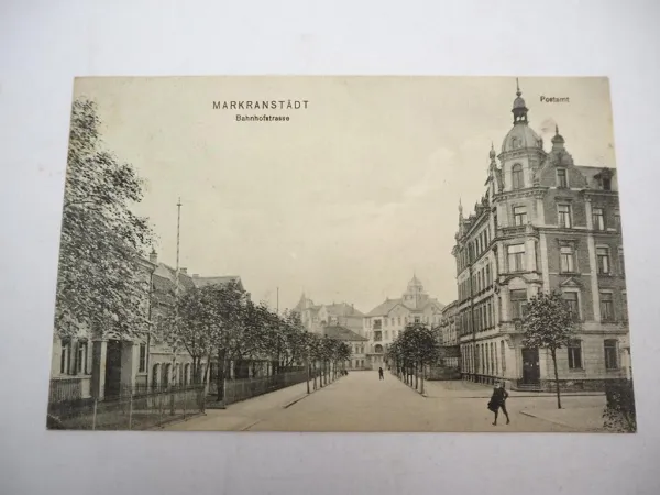 AK Postkarte Markranstädt Bahnhofstrasse Postamt ca. 1910 Sachsen